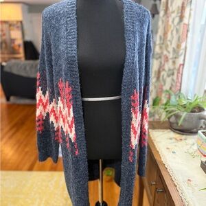 Navy and Red Patterned Women's Cardigan  Mia & Tess size M BNWT
